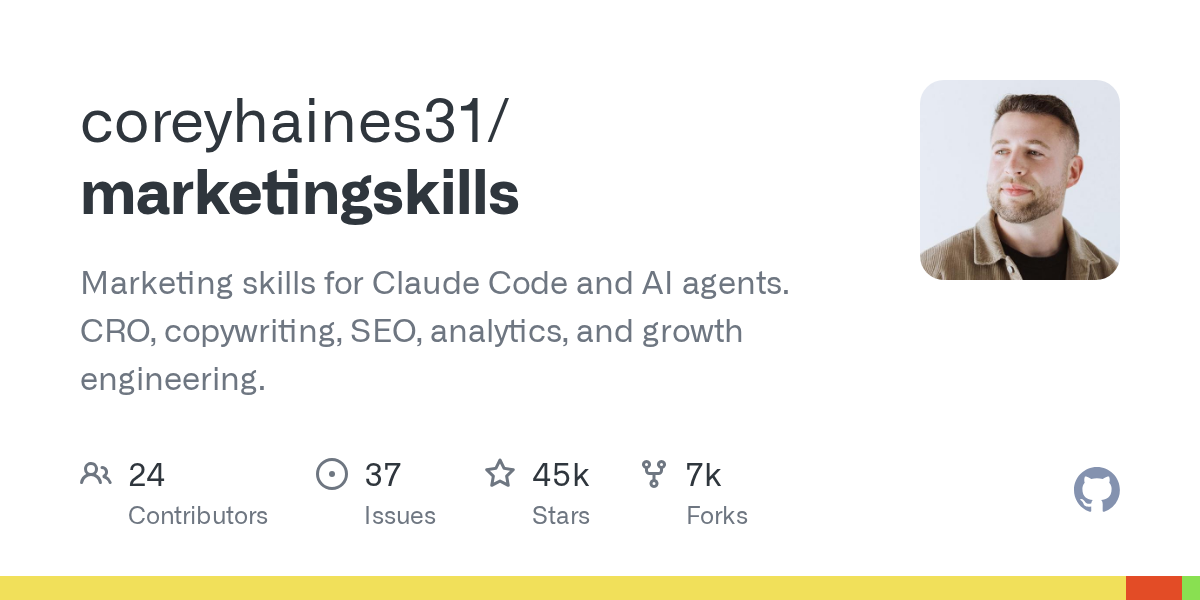 GitHub preview for Corey Haines's Marketing Skills repository